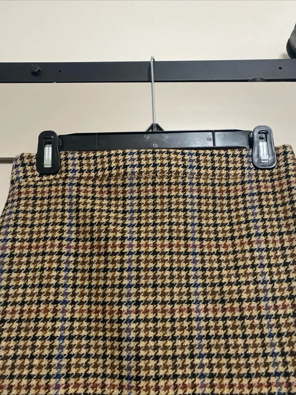 J. Crew Houndstooth Mini Skirt in Brown with Navy and Rust Accents